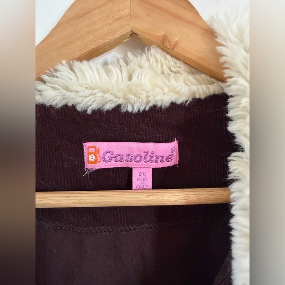 Y2K Brown Corduroy Fur Trimmed Jacket Size 2X - Picture 4 of 7